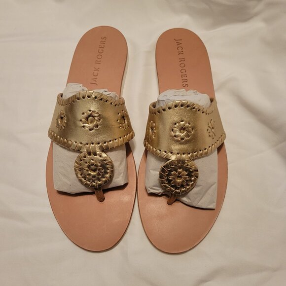 Jack Rogers- Leather Boating Sandals- Gold- Women's 9 New WO box - Picture 5 of 7